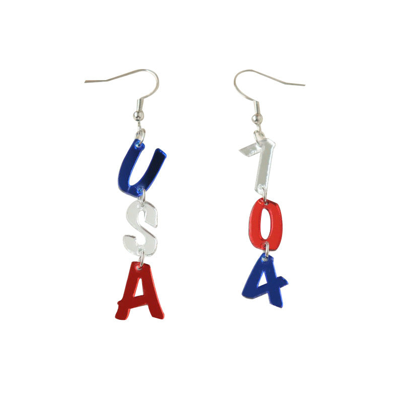Wholesale USA Independence Day Acrylic Mirror Earrings